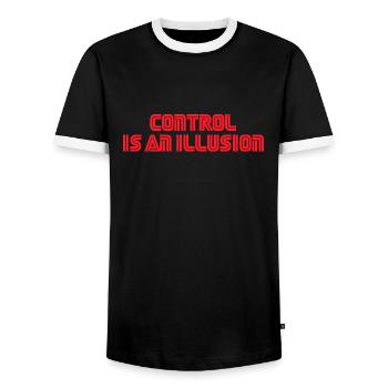 Control is an illusion - Männer Kontrast-T-Shirt - Schwarz/Weiß - Vorne - AI Model Female 172 light (172cm) & AI Model Male 178 light (178cm)