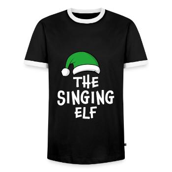 The Singing Elf - Men's Ringer Shirt - black/white - Front - AI Model Female 172 light (172cm) & AI Model Male 178 light (178cm)