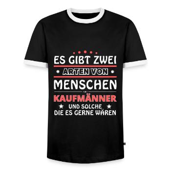 Cadeau Marchands - Deux Types de... Concevoir - T-shirt contrasté Homme - noir/blanc - Devant - AI Model Female 172 light (172cm) & AI Model Male 178 light (178cm)