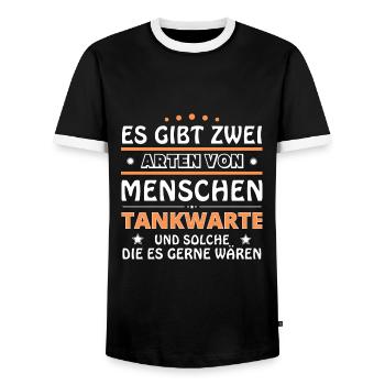 Gas Station Attendant Gift - Two Types of... Design - Men's Ringer Shirt - black/white - Front - AI Model Female 172 light (172cm) & AI Model Male 178 light (178cm)