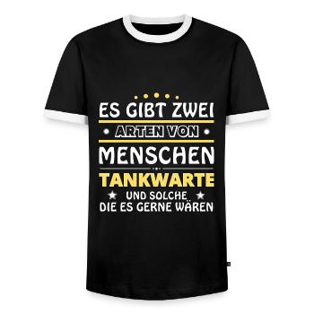 Gas Station Attendant Gift - Two Types of... Design - Men's Ringer Shirt - black/white - Front - AI Model Female 172 light (172cm) & AI Model Male 178 light (178cm)