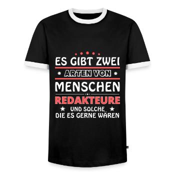 Cadeau des rédacteurs - Deux types de... Concevoir - T-shirt contrasté Homme - noir/blanc - Devant - AI Model Female 172 light (172cm) & AI Model Male 178 light (178cm)
