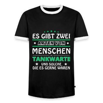 Gas Station Attendant Gift - Two Types of... Design - Men's Ringer Shirt - black/white - Front - AI Model Female 172 light (172cm) & AI Model Male 178 light (178cm)