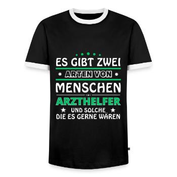 Physician Assistant Gift - Two Types of... Design - Men's Ringer Shirt - black/white - Front - AI Model Female 172 light (172cm) & AI Model Male 178 light (178cm)