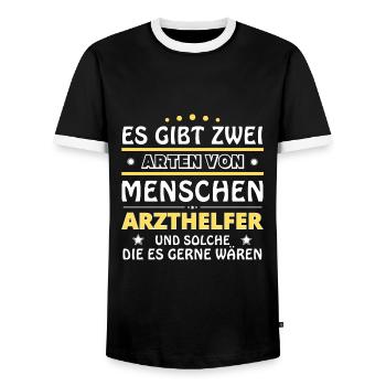Physician Assistant Gift - Two Types of... Design - Men's Ringer Shirt - black/white - Front - AI Model Female 172 light (172cm) & AI Model Male 178 light (178cm)