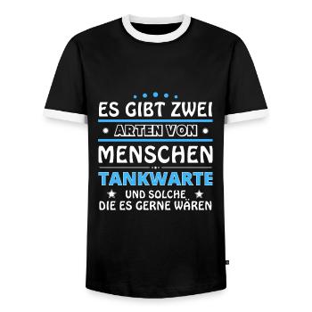 Gas Station Attendant Gift - Two Types of... Design - Men's Ringer Shirt - black/white - Front - AI Model Female 172 light (172cm) & AI Model Male 178 light (178cm)