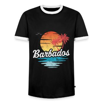 Barbados - Men's Ringer Shirt - black/white - Front - AI Model Female 172 light (172cm) & AI Model Male 178 light (178cm)