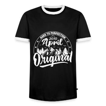 Cadeau d'anniversaire d'avril 2010 Millésime d'avril 2010 - T-shirt contrasté Homme - noir/blanc - Devant - AI Model Female 172 light (172cm) & AI Model Male 178 light (178cm)
