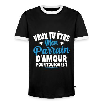 Veux Tu Être Mon Parrain D'amour Annonce Grossesse - T-shirt contrasté Homme - noir/blanc - Devant - AI Model Female 172 light (172cm) & AI Model Male 178 light (178cm)