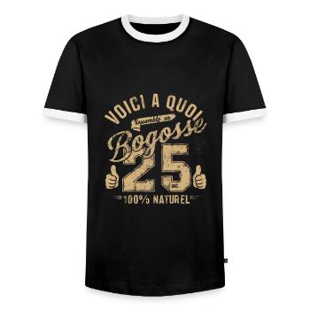 Bogosse de 25 Ans - T-shirt contrasté Homme - noir/blanc - Devant - AI Model Female 172 light (172cm) & AI Model Male 178 light (178cm)