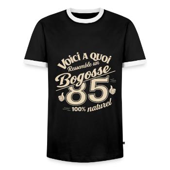 85-year-old bogosse - Men's Ringer Shirt - black/white - Front - AI Model Female 172 light (172cm) & AI Model Male 178 light (178cm)