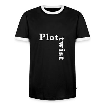 Plottwist / Twistplot - Men's Ringer Shirt - black/white - Front - AI Model Female 172 light (172cm) & AI Model Male 178 light (178cm)