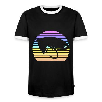 Vintage Fly Fishing Coucher de soleil - T-shirt contrasté Homme - noir/blanc - Devant - AI Model Female 172 light (172cm) & AI Model Male 178 light (178cm)