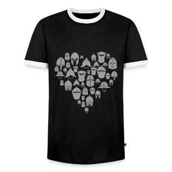 medieval helmets heart Middle Ages - Men's Ringer Shirt - black/white - Front - AI Model Female 172 light (172cm) & AI Model Male 178 light (178cm)