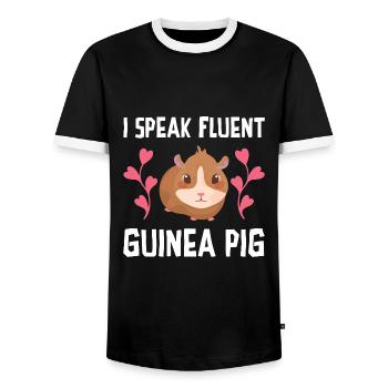I Speak Fluent Guinea Pig Animal Lover Guinea Pig - Männer Kontrast-T-Shirt - Schwarz/Weiß - Vorne - AI Model Female 172 light (172cm) & AI Model Male 178 light (178cm)