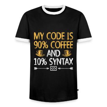 Café Codage Programmeur Codeur Développeur Nerd Coff - T-shirt contrasté Homme - noir/blanc - Devant - AI Model Female 172 light (172cm) & AI Model Male 178 light (178cm)