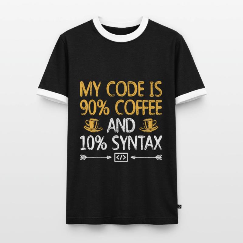 Café Codage Programmeur Codeur Développeur Nerd Coff T-shirt contrasté Homme