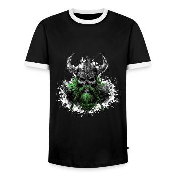 Wikinger Odin Totenkopf - Männer Kontrast-T-Shirt - Schwarz/Weiß - Vorne - AI Model Female 172 light (172cm) & AI Model Male 178 light (178cm)