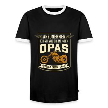 Bester Opa und Biker - Männer Kontrast-T-Shirt - Schwarz/Weiß - Vorne - AI Model Female 172 light (172cm) & AI Model Male 178 light (178cm)