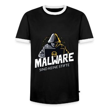 Informatiker Nerd Hacker Malware sind keine Stifte - Männer Kontrast-T-Shirt - Schwarz/Weiß - Vorne - AI Model Female 172 light (172cm) & AI Model Male 178 light (178cm)