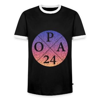 OPA24, opa 2024, grandfather, Opa 24 - Männer Kontrast-T-Shirt - Schwarz/Weiß - Vorne - AI Model Female 172 light (172cm) & AI Model Male 178 light (178cm)