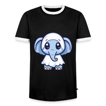 Mammut Halloween Lustig Geist - Männer Kontrast-T-Shirt - Schwarz/Weiß - Vorne - AI Model Female 172 light (172cm) & AI Model Male 178 light (178cm)