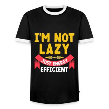 I'm Not Lazy Just Energy Efficient Sarcasm - Men's Ringer Shirt - black/white - Front - AI Model Female 172 light (172cm) & AI Model Male 178 light (178cm)