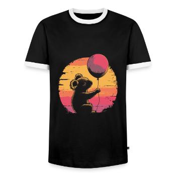 Koala with Balloon Vintage Silhouette - Men's Ringer Shirt - black/white - Front - AI Model Female 172 light (172cm) & AI Model Male 178 light (178cm)