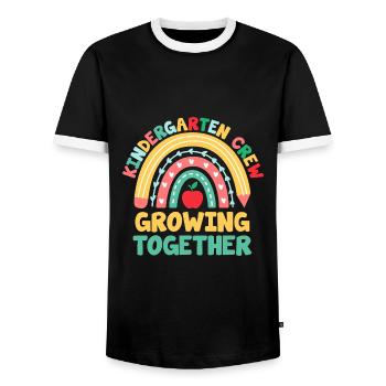 Kindergarten-Crew wächst zusammen Schullehrerin - Männer Kontrast-T-Shirt - Schwarz/Weiß - Vorne - AI Model Female 172 light (172cm) & AI Model Male 178 light (178cm)