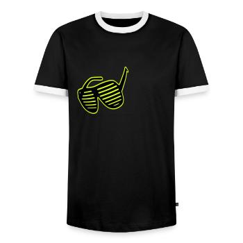 Party Glasses Electro House Club Festival - Men's Ringer Shirt - black/white - Front - AI Model Female 172 light (172cm) & AI Model Male 178 light (178cm)
