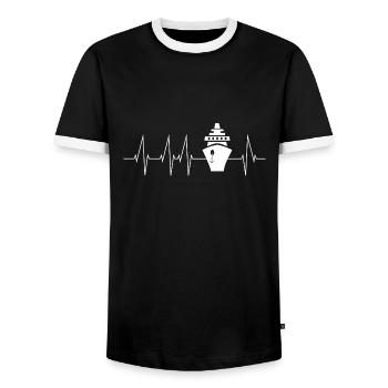 Cadeau de battement de coeur de bateau de croisière - T-shirt contrasté Homme - noir/blanc - Devant - AI Model Female 172 light (172cm) & AI Model Male 178 light (178cm)