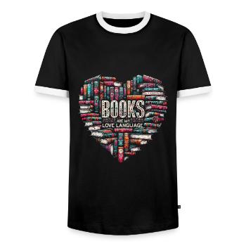 Les livres sont mon amour Langue Lecture de livres Rat de bibliothèque - T-shirt contrasté Homme - noir/blanc - Devant - AI Model Female 172 light (172cm) & AI Model Male 178 light (178cm)