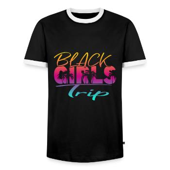 Black Girls Trip - Men's Ringer Shirt - black/white - Front - AI Model Female 172 light (172cm) & AI Model Male 178 light (178cm)