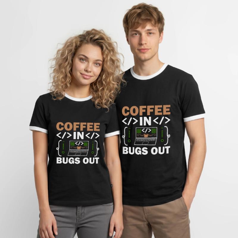 Café Codage Programmeur Codeur Développeur Nerd Coff T-shirt contrasté Homme