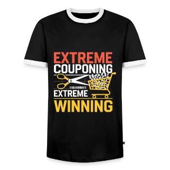 Extreme Couponing Extreme Winning Couponer Shopper - Männer Kontrast-T-Shirt - Schwarz/Weiß - Vorne - AI Model Female 172 light (172cm) & AI Model Male 178 light (178cm)