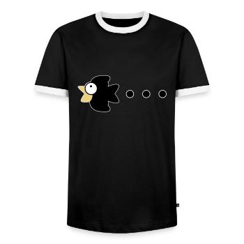 crow - Men's Ringer Shirt - black/white - Front - AI Model Female 172 light (172cm) & AI Model Male 178 light (178cm)