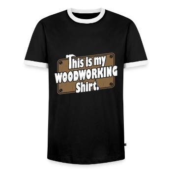 Wood Working Shirt - Men's Ringer Shirt - black/white - Front - AI Model Female 172 light (172cm) & AI Model Male 178 light (178cm)