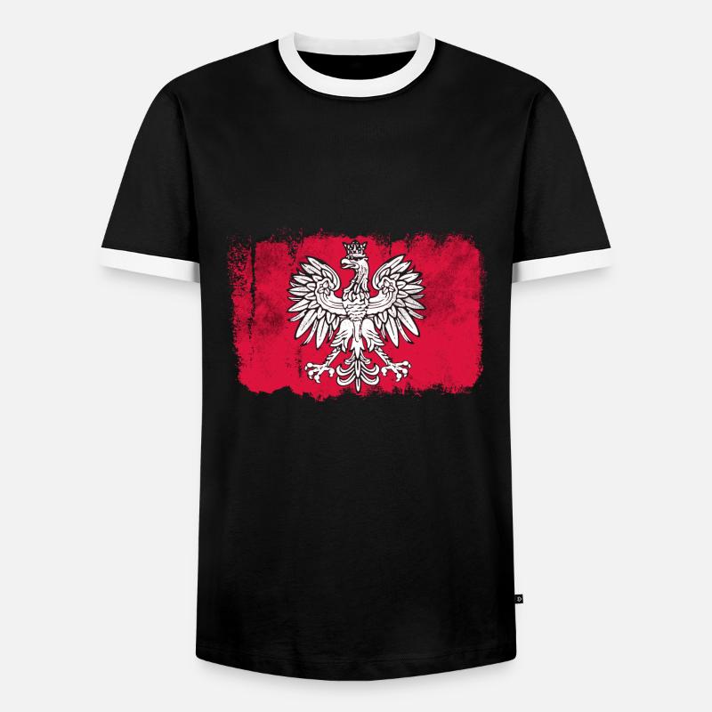 Poland Eagle - Men's Ringer Shirt - black/white