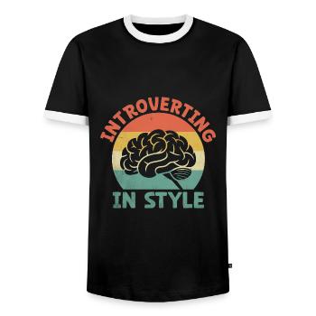 Introvertir à la mode Dictons pour les introvertis - T-shirt contrasté Homme - noir/blanc - Devant - AI Model Female 172 light (172cm) & AI Model Male 178 light (178cm)