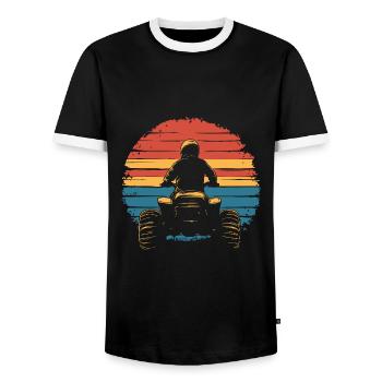 Quad quad bike vintage sunset - Men's Ringer Shirt - black/white - Front - AI Model Female 172 light (172cm) & AI Model Male 178 light (178cm)