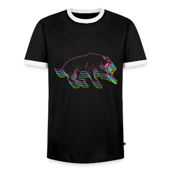 Säbelzahntiger - Männer Kontrast-T-Shirt - Schwarz/Weiß - Vorne - AI Model Female 172 light (172cm) & AI Model Male 178 light (178cm)