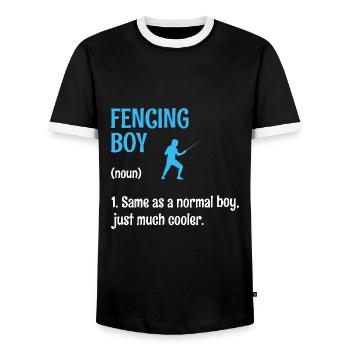 Fechter Junge Wie Ein Normaler Junge, Nur viel Cooler - Männer Kontrast-T-Shirt - Schwarz/Weiß - Vorne - AI Model Female 172 light (172cm) & AI Model Male 178 light (178cm)