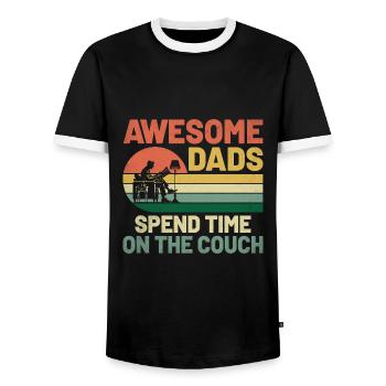 Awesome Dads Spend Time On The Couch Sayings For - Men's Ringer Shirt - black/white - Front - AI Model Female 172 light (172cm) & AI Model Male 178 light (178cm)