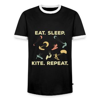 Kiter - T-shirt contrasté Homme - noir/blanc - Devant - AI Model Female 172 light (172cm) & AI Model Male 178 light (178cm)