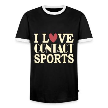 I love contact sports - Men's Ringer Shirt - black/white - Front - AI Model Female 172 light (172cm) & AI Model Male 178 light (178cm)