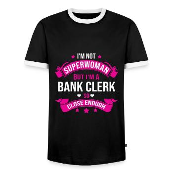 I'm Not A Superwoman But I'm A Bank Clerk So Close - Männer Kontrast-T-Shirt - Schwarz/Weiß - Vorne - AI Model Female 172 light (172cm) & AI Model Male 178 light (178cm)