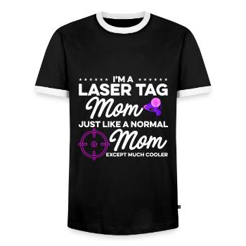 Im A Laser Tag Mom Just Like A Normal Mom Except M - Männer Kontrast-T-Shirt - Schwarz/Weiß - Vorne - AI Model Female 172 light (172cm) & AI Model Male 178 light (178cm)