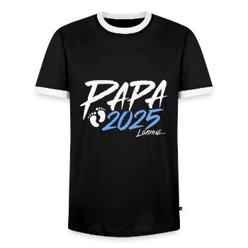 Papa 2025 loading - Männer Kontrast-T-Shirt - Schwarz/Weiß - Vorne - AI Model Female 172 light (172cm) & AI Model Male 178 light (178cm)