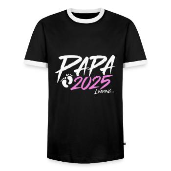 Papa 2025 loading - Männer Kontrast-T-Shirt - Schwarz/Weiß - Vorne - AI Model Female 172 light (172cm) & AI Model Male 178 light (178cm)