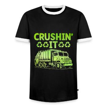 Crushin' It Collecteur de déchets Collecte des ordures - T-shirt contrasté Homme - noir/blanc - Devant - AI Model Female 172 light (172cm) & AI Model Male 178 light (178cm)